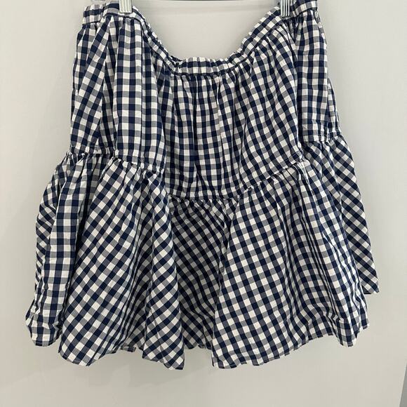 J.Crew Tiered Mini Skirt | Navy Gingham | Lightweight Summer Style XL NWT - Picture 4 of 10